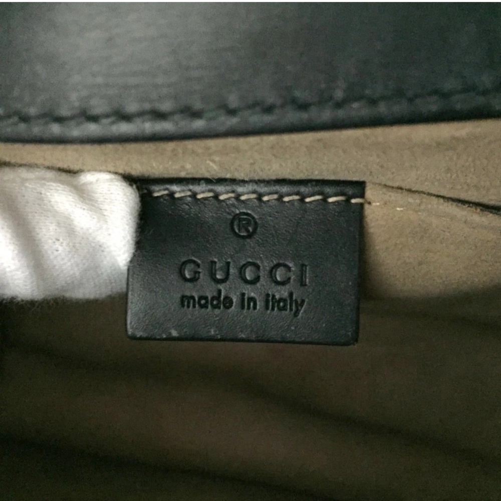 💃Authentic GUCCI Sylvie Mini Sherry Line Leather Chain Shoulder Bag Black - Picture 10 of 11